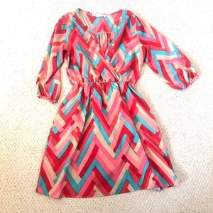 Peaches N Cream Multi Color Dress Red Blue Small